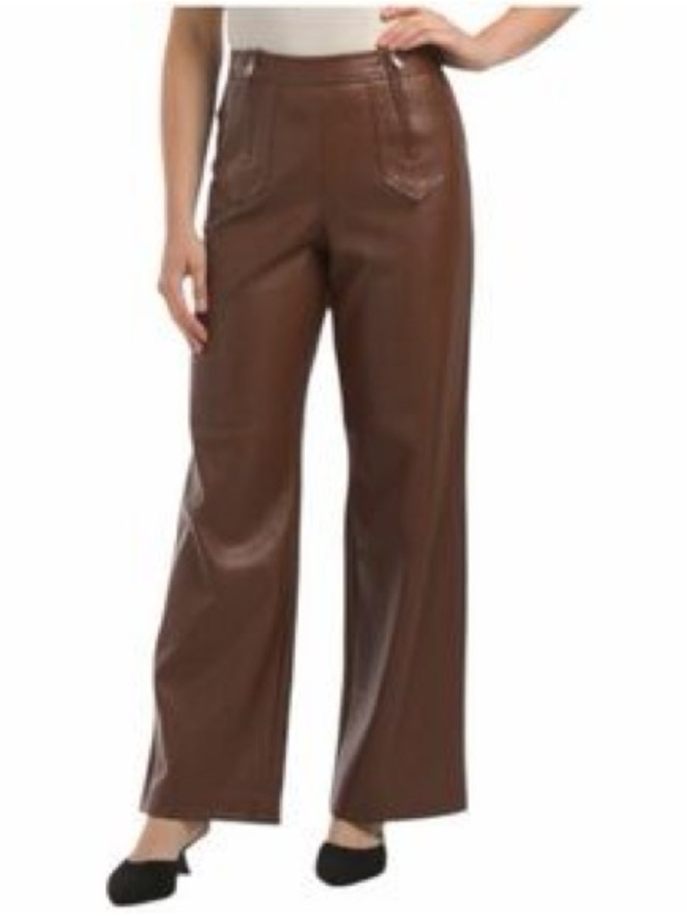 7 For All Mankind Brown Wide-Leg Faux Leather Pants (4)
